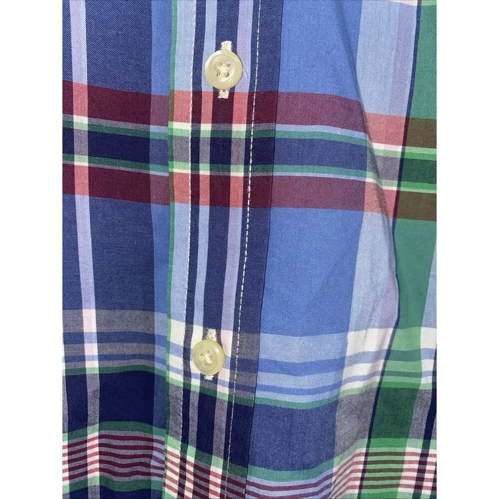 Ralph Lauren Natural Blue Plaid shirt size large 14/16 Button Down L/S